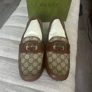 Gucci Men\'s Brown and Cream Slip-On Loafers Gucci Loafers Deals - New and used pre-owned Finds | Mercari main image 4
